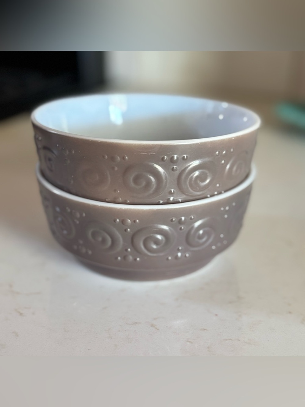 Hazel-Atlas Hazelware Smoke milk glass soup bowls • set of 2